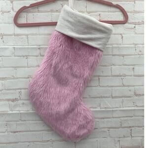 Christmas Stocking 17" Light Pink Plush w/White Cuff Soft